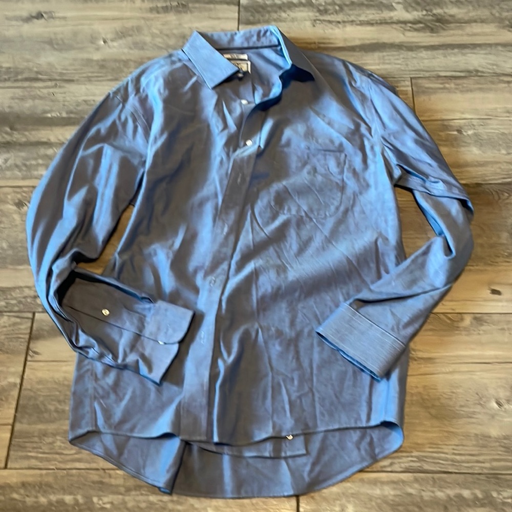 Slim fit faux denim dress shirt